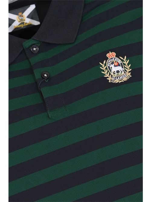 Polo Lancia in cotone a righe Blu Verdone JOHNNY LAMBS | LANCIA897